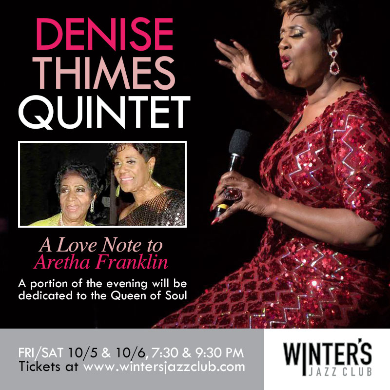 Denise Thimes WInters Jazz Club Oct 5 & 6, 2018